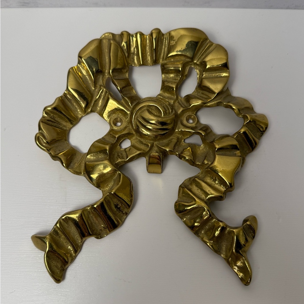 Vintage Brass Bow Wall Hook/Hollywood Regency Style